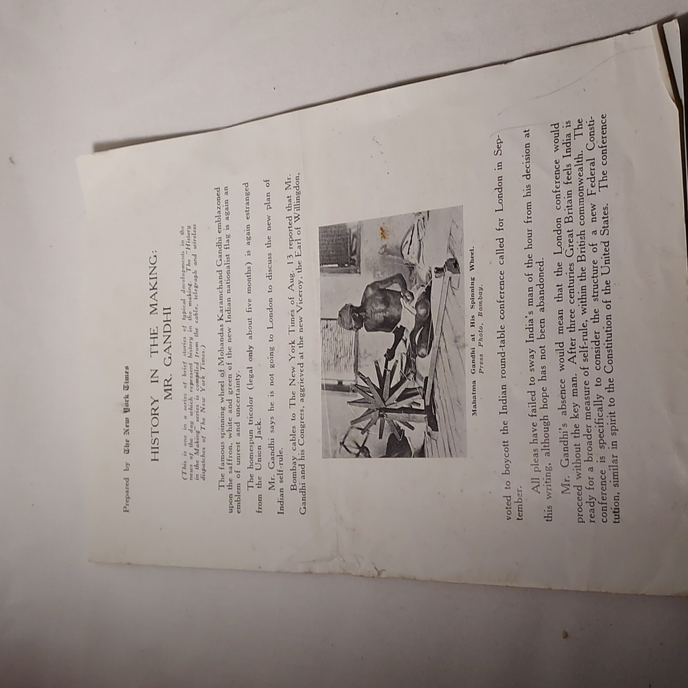 RARE History In The Making: Mr Gandhi Prepared by The New York Times